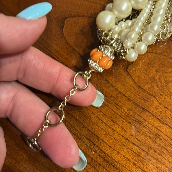 Banana Republic multi strand torsade faux pearl coral gold necklace Chocker - Picture 7 of 12